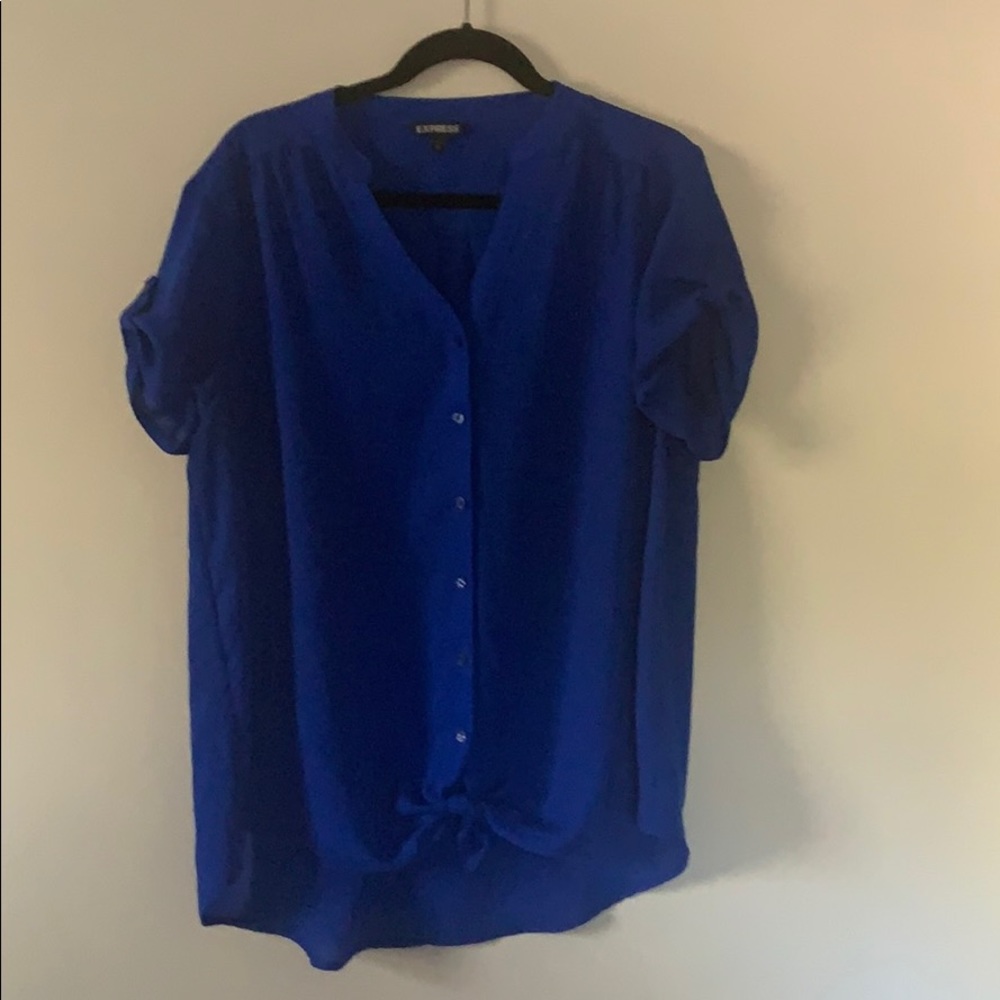 High-low button down blouse